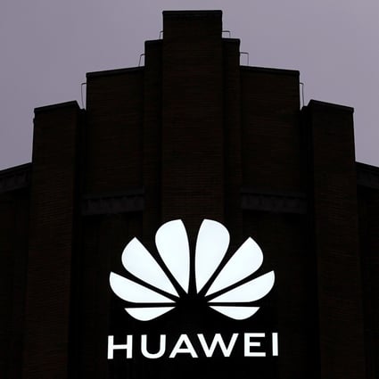 Huawei's logo is seen on its new flagship store in Shanghai on Tuesday. Photo: Reuters