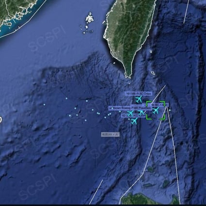 An illustration shared on Twitter shows the supposed routes taken by the US aircraft. Photo: SCS Probing Initiative