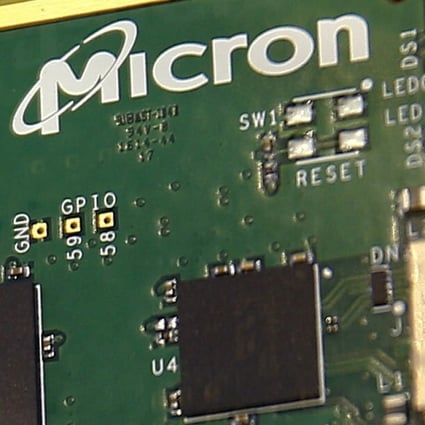 Memory chip parts from US manufacturer Micron Technology are pictured at an industrial fair in Frankfurt, Germany in July 2015. Photo: Reuters