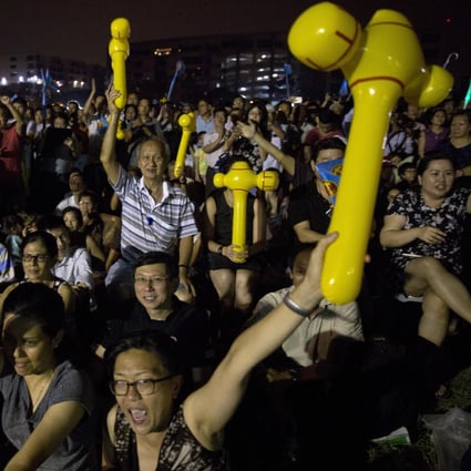 Supporters of Singapore’s opposition Workers’ Party during a 2015 rally. Photo: AP