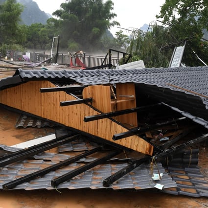 Part of the devastation caused by flooding in the Yulong River in southern China, where torrential rain has been falling for weeks. Photo: Xinhua