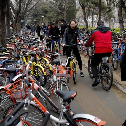 China’s bike-sharing industry has faced tighter government regulations after a surge in supply during 2017 and 2018 led to streets crammed with leftover bikes that caused a major public nuisance. Photo: AP