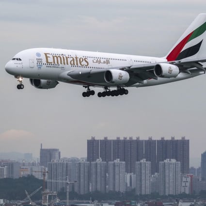 An Emirates aircraft about to land at Hong Kong International Airport. Photo: Roy Issa