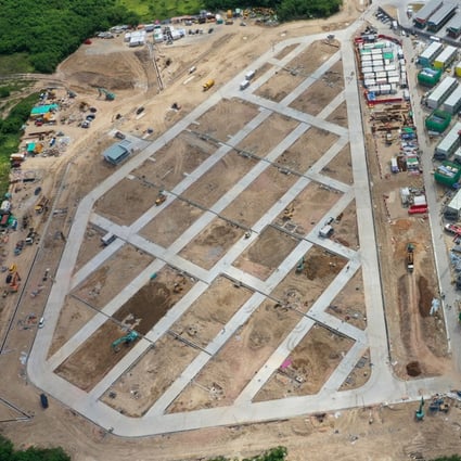 Quarantine facilities are under construction at Penny’s Bay on Lantau Island. Photo: Martin Chan