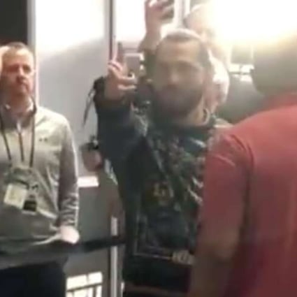 UFC veteran Jorge Masvidal gets into a verbal altercation with welterweight champion Kamaru Usman at Media Row during Super Bowl week in Miami, Florida in January. Photo: Handout