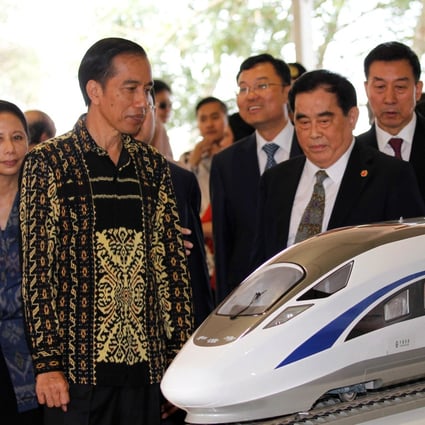 Indonesia’s President Joko Widodo and the then general manager of China Railway Corp, Sheng Guangzu, at the 2016 groundbreaking ceremony for the Jakarta-Bandung high-speed railway line. Photo: Reuters