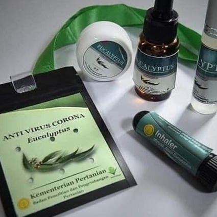 The eucalyptus necklace with other products developed by Indonesia's agriculture ministry. Photo: Handout