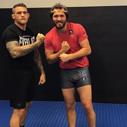 Dustin Poirier (left) with Jorge Masvidal at the American Top Team gym in Florida. Instagram / Jorge Masvidal
