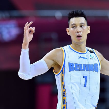 Jeremy Lin of the Beijing Ducks celebrates after scoring a three-pointer against the Shanxi Loongs in the Chinese Basketball Association. Photo: Xinhua
