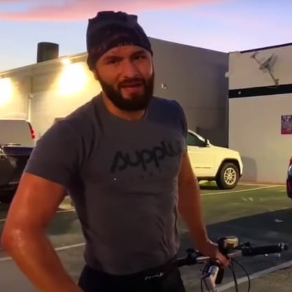 Jorge Masvidal cycles to the gym after landing in Miami following an 18-hour flight from Abu Dhabi. Photo: YouTube/Jorge Masvidal