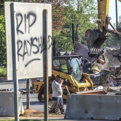 The Wendy's where Rayshard Brooks was killed by Atlanta police last month has been torn down. Photo: AP