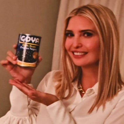 Ivanka Trump, daughter and adviser to US President Donald Trump, posted a photo on Twitter of herself holding a can of Goya beans. Photo: AFP