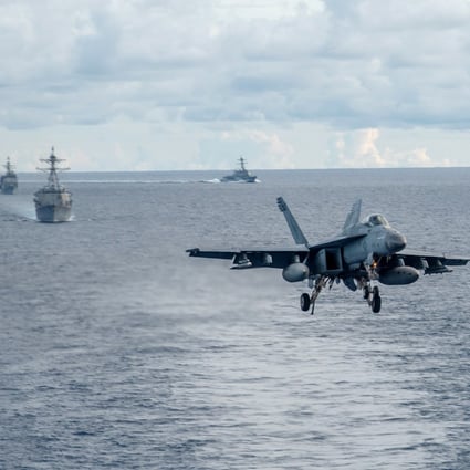 The US Navy holds a drill in the South China Sea on July 6. Washington has rejected China’s claims in the disputed waters. Photo: EPA-EFE