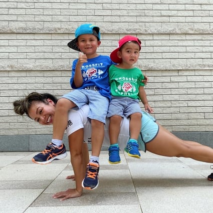 Hong Kong CrossFit coach Michelle O'Brien shows how to incorporate family members into your workouts with her sons Ashton and Noah. Photo: Handout