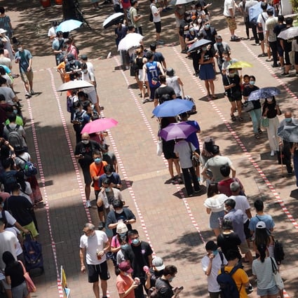 Queues in Tai Po at the opposition’s primary over the weekend. Photo: Felix Wong