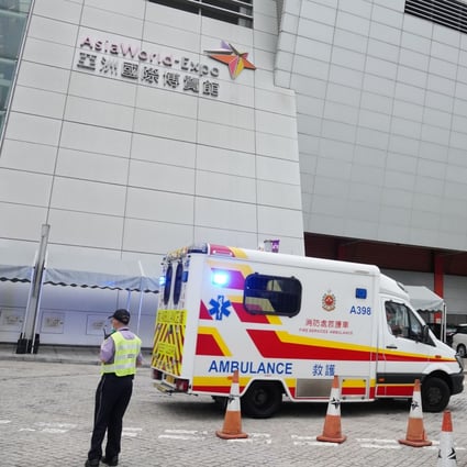 AsiaWorld-Expo has been used as a testing centre during the public health crisis but could be converted into a holding facility for stable Covid-19 patients. Photo: Sam Tsang