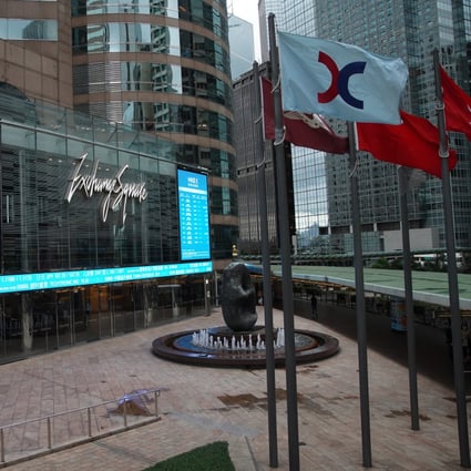 The HKEX flag flies at the Exchange Square in Central. Photo: Winson Wong