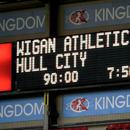 The scoreboard at the end of the EFL Championship match between Wigan Athletic and Hull City at DW Stadium. Photo: DPA