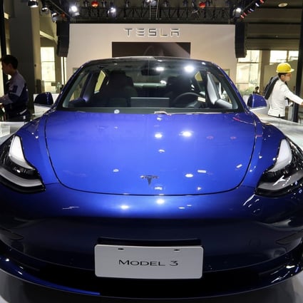 A China-made Tesla Model 3 electric vehicle is seen at a car show in Guangzhou, capital of southern Guangdong province. Photo: Reuters
