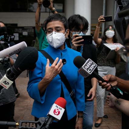 Maria Ressa, executive editor and CEO of Rappler, leaves court after pleading not guilty to tax evasion charges in Pasig City, Metro Manila, on Wednesday. Photo: Reuters