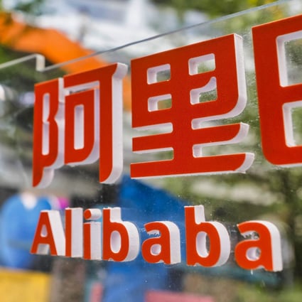 Alibaba logo as seen at its headquarters in Hangzhou, China. The e-commerce giant owns about one-third of Ant Group, which is going for a dual listing in Shanghai and Hong Kong. Photo: EPA-EFE