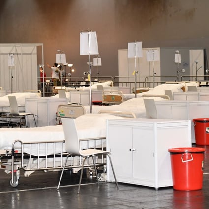 Facilities set up at AsiaWorld-Expo to house patients. Photo: Handout