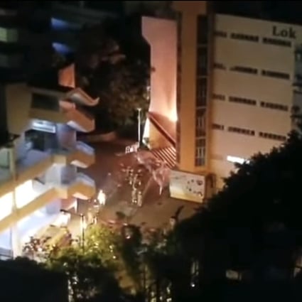 The blaze broke out at Lok Sin Tong Leung Chik Wai Memorial School at Cheung Hong Estate in Tsing Yi shortly before 1am on Friday. Photo: Handout
