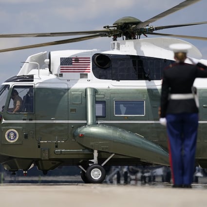 US President Donald Trump arrives at Andrews Air Force Base on Marine One on July 15. Photo: AP