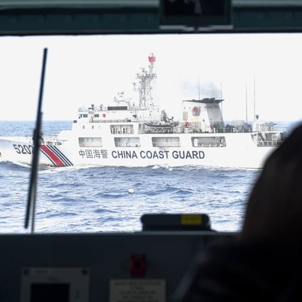 A China coastguard ship seen in Indonesia’s exclusive economic zone area north of the Natuna island on January 11, 2020. Photo: Antara Foto via Reuters