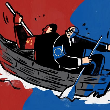 A tug of war is set to take place over competition rules for China’s heftily-subsidised state-owned enterprises to ensure European firms have a level playing field. Illustration: Brian Wang