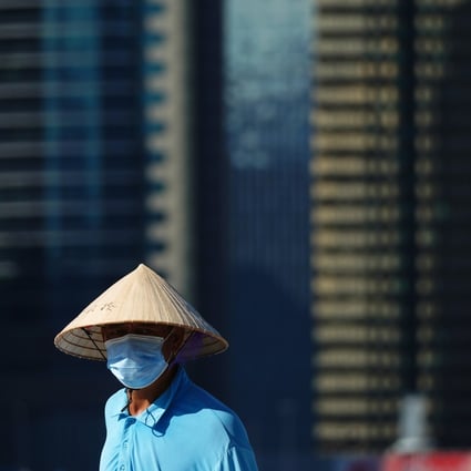 An elderly man in a mask at the West Kowloon waterfront. Hong Kong is struggling with a third wave of coronavirus infections. Photo: Sam Tsang