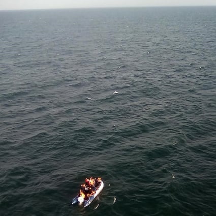 A boat in which some 11 migrants were attempting to cross the English Channel, in waters off the coastal town of Calais, northern France. File photo: AFP