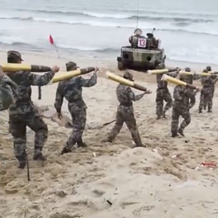 Footage from a PLA landing drill in June. The Chinese military is reportedly planning another large-scale simulated invasion exercise this month. Photo: Handout