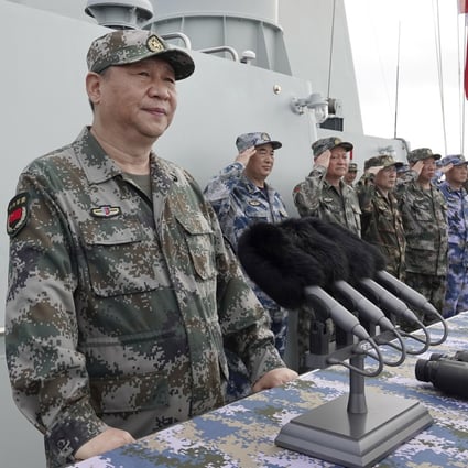 President Xi Jinping speaks after reviewing the People’s Liberation Army Navy fleet in the South China Sea in April 2018. China sees Taiwan reunification as the goal, and Xi in 2019 named the self-ruled island among challenges to the Communist Party. Photo: Xinhua via AP