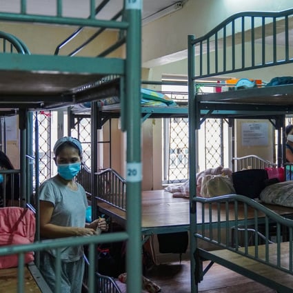 Domestic helpers at a boarding house in Causeway Bay. Photo: Sam Tsang