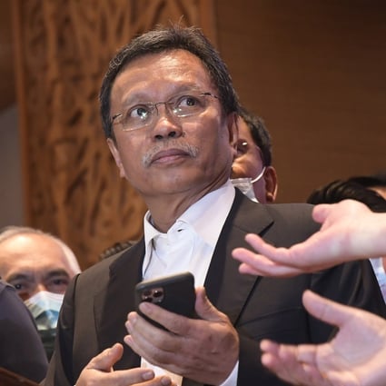 Sabah Chief Minister Shafie Apdal answers questions during a press conference in Kota Kinabalu, Sabah, after dissolving the state parliament to pave the way for polls. Photo: AP
