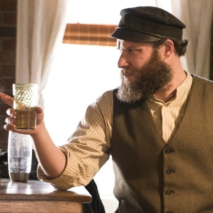 In new comedy An American Pickle, Seth Rogen plays the dual role of a Jewish immigrant from Eastern Europe (right) who wakes up 100 years after being preserved in a pickle vat, and Ben Greenbaum, his Brooklyn-based great-grandson (left). Photo: AP