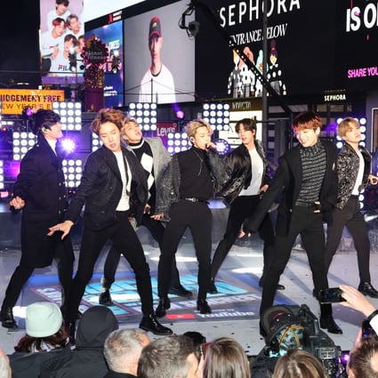 BTS, performing at New York’s Times Square New Year’s Eve 2020 Celebration, are inundated with gifts whenever a member celebrates a birthday. Photo: Getty Images