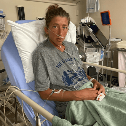 Courtney Dauwalter in hospital after her Colorado Trail FKT attempt. Photo: @courtneydauwalter/Instagram