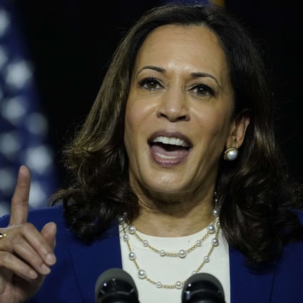 Senator Kamala Harris speaks during a campaign event in Wilmington, Delaware, on Wednesday, in her first appearance as Joe Biden’s running mate. Photo: AFP