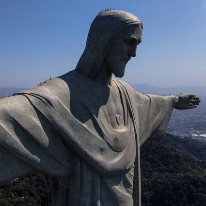 An aerial view of Christ the Redeemer during its reopening in Rio de Janeiro. Photo: EPA-EFE