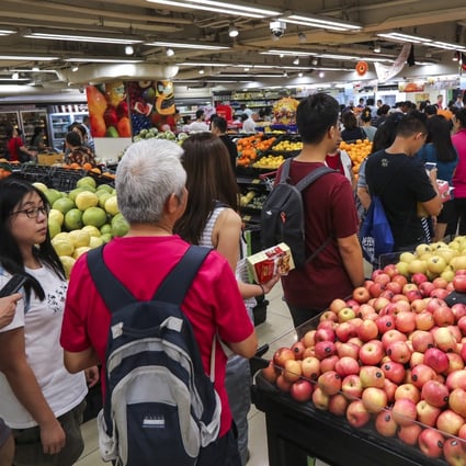Hong Kong’s leader Carrie Lam has said she will demand that supermarkets offer customer discounts as a condition for receiving financial aide from the government. Photo: Felix Wong
