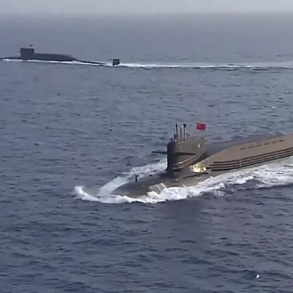 China’s Type 093B submarine was shown simulating an engagement with an enemy ship. Photo: PLA Navy