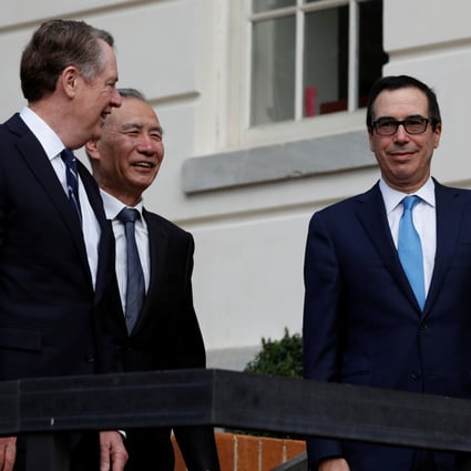 US Trade Representative Robert Lighthizer (left), Chinese Vice Premier Liu He and US Treasury Secretary Steve Mnuchin in Washington last year. Photo: Reuters