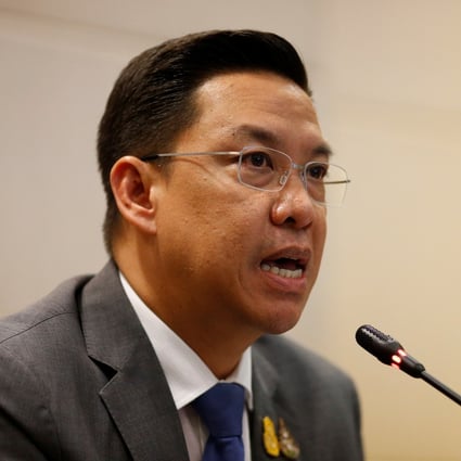 Thailand's Minister of Digital Economy and Society Puttipong Punnakanta briefs the media about the country’s move to order Facebook to block a group, and plans to block more online content. Photo: Reuters