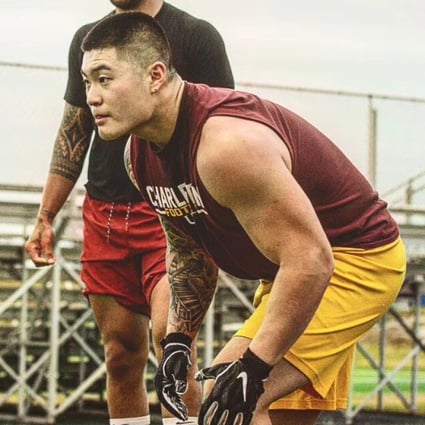 Chinese outside linebacker Li Boqiao trains with his University of Charleston teammates in 2019. Photo: Handout
