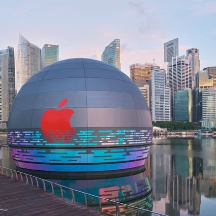 The new Apple store in Singapore, soon to open. Photo: @marinabaysands/Instagram