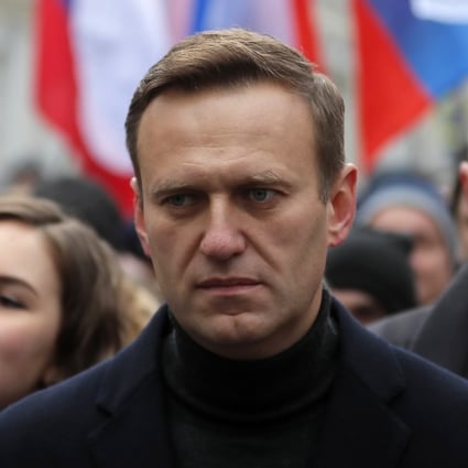 Russian opposition leader and anti-corruption activist Alexei Navalny, centre, pictured in February. Photo: EPA