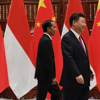 Xi Jinping and Joko Widodo, the presidents of China and Indonesia, during a 2016 meeting in Hangzhou. Photo: AP