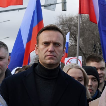 Alexei Navalny during a march in memory of murdered Kremlin critic Boris Nemtsov in downtown Moscow. Photo: AFP